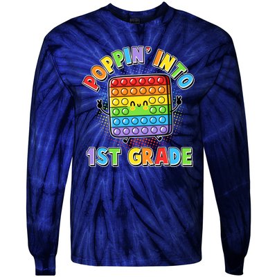 Funny Cute Poppin' Into 1st Grade Fidget Toy Tie-Dye Long Sleeve Shirt