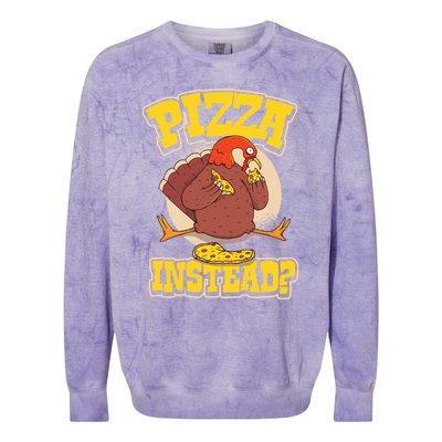 Funny Cute Pizza Instead Thanksgiving Turkey Fall Autumn Season Holiday Meaningf Colorblast Crewneck Sweatshirt