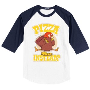 Funny Cute Pizza Instead Thanksgiving Turkey Fall Autumn Season Holiday Meaningf Baseball Sleeve Shirt