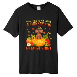 Funny Cute Poodle Dog Autumn Fall This Is My Thanksgiving Pajama Tall Fusion ChromaSoft Performance T-Shirt