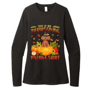 Funny Cute Poodle Dog Autumn Fall This Is My Thanksgiving Pajama Womens CVC Long Sleeve Shirt