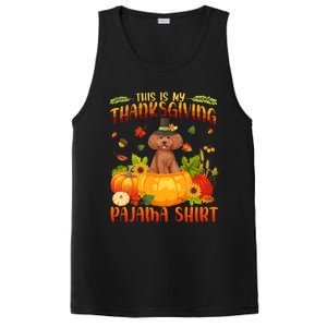 Funny Cute Poodle Dog Autumn Fall This Is My Thanksgiving Pajama PosiCharge Competitor Tank