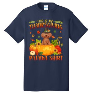 Funny Cute Poodle Dog Autumn Fall This Is My Thanksgiving Pajama Tall T-Shirt