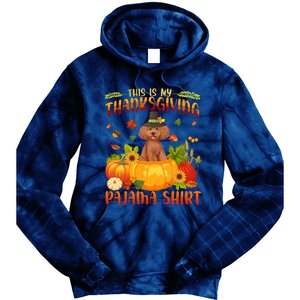 Funny Cute Poodle Dog Autumn Fall This Is My Thanksgiving Pajama Tie Dye Hoodie