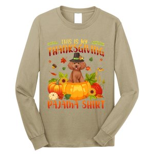 Funny Cute Poodle Dog Autumn Fall This Is My Thanksgiving Pajama Long Sleeve Shirt