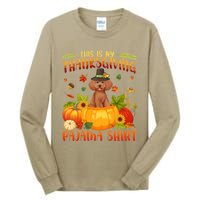 Funny Cute Poodle Dog Autumn Fall This Is My Thanksgiving Pajama Tall Long Sleeve T-Shirt