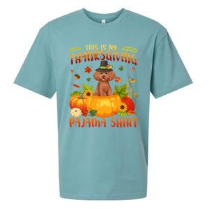 Funny Cute Poodle Dog Autumn Fall This Is My Thanksgiving Pajama Sueded Cloud Jersey T-Shirt