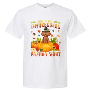 Funny Cute Poodle Dog Autumn Fall This Is My Thanksgiving Pajama Garment-Dyed Heavyweight T-Shirt