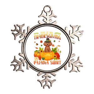 Funny Cute Poodle Dog Autumn Fall This Is My Thanksgiving Pajama Metallic Star Ornament