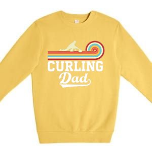 Funny Curling Player FatherS Day Curling Dad Retro Curling Great Gift Premium Crewneck Sweatshirt