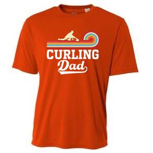 Funny Curling Player FatherS Day Curling Dad Retro Curling Great Gift Cooling Performance Crew T-Shirt