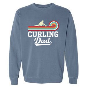 Funny Curling Player FatherS Day Curling Dad Retro Curling Great Gift Garment-Dyed Sweatshirt