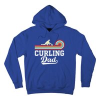 Funny Curling Player FatherS Day Curling Dad Retro Curling Great Gift Hoodie