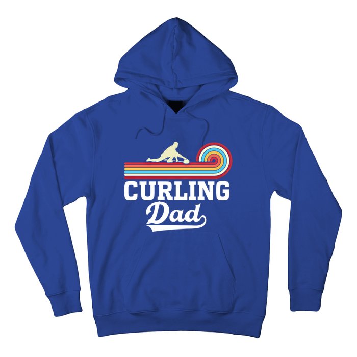 Funny Curling Player FatherS Day Curling Dad Retro Curling Great Gift Hoodie