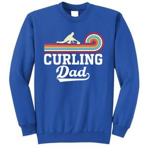 Funny Curling Player FatherS Day Curling Dad Retro Curling Great Gift Sweatshirt