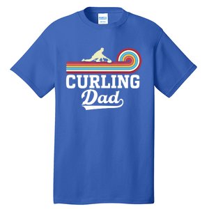 Funny Curling Player FatherS Day Curling Dad Retro Curling Great Gift Tall T-Shirt