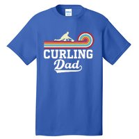 Funny Curling Player FatherS Day Curling Dad Retro Curling Great Gift Tall T-Shirt