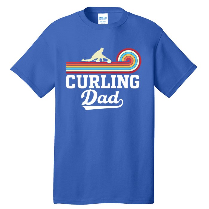 Funny Curling Player FatherS Day Curling Dad Retro Curling Great Gift Tall T-Shirt