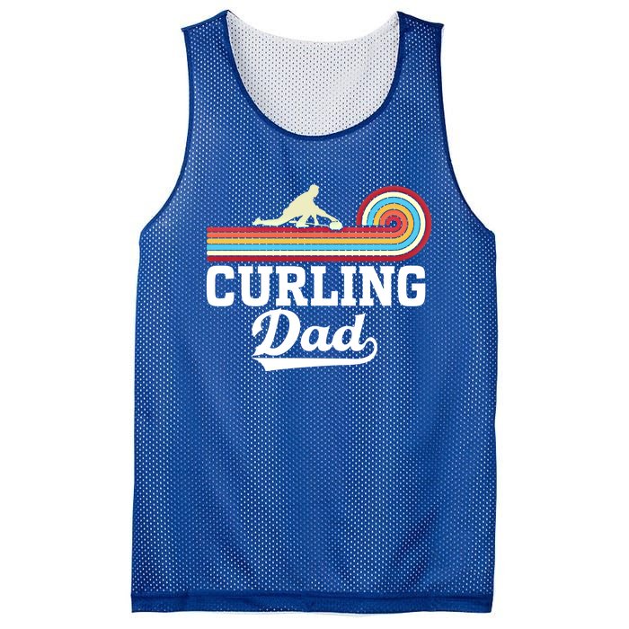 Funny Curling Player FatherS Day Curling Dad Retro Curling Great Gift Mesh Reversible Basketball Jersey Tank