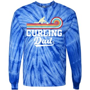 Funny Curling Player FatherS Day Curling Dad Retro Curling Great Gift Tie-Dye Long Sleeve Shirt