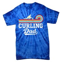 Funny Curling Player FatherS Day Curling Dad Retro Curling Great Gift Tie-Dye T-Shirt