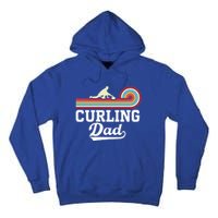 Funny Curling Player FatherS Day Curling Dad Retro Curling Great Gift Tall Hoodie