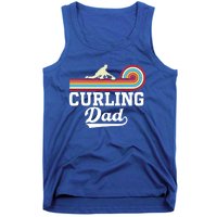 Funny Curling Player FatherS Day Curling Dad Retro Curling Great Gift Tank Top