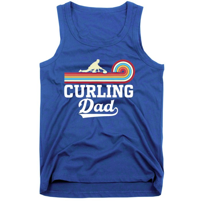 Funny Curling Player FatherS Day Curling Dad Retro Curling Great Gift Tank Top