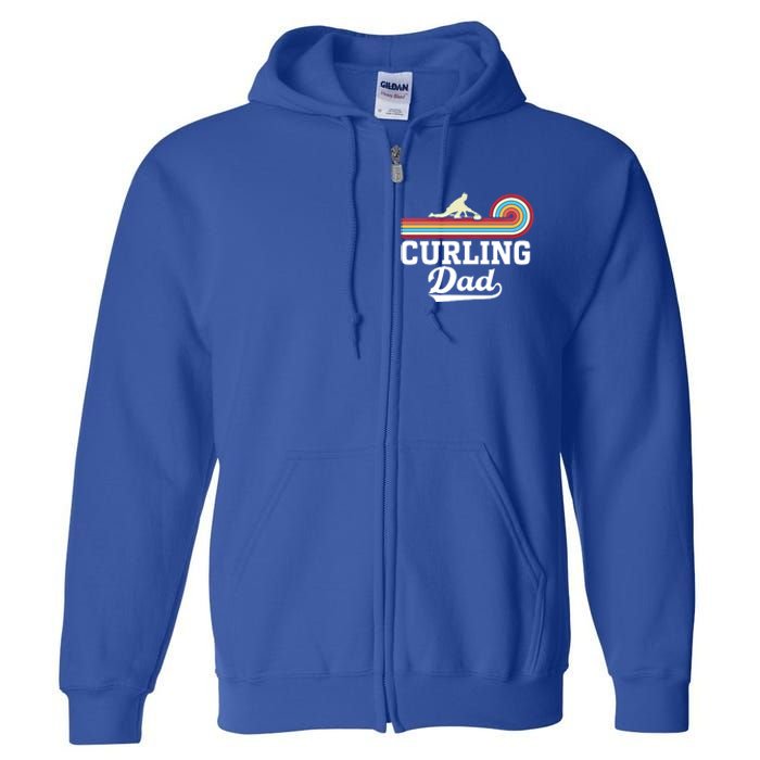 Funny Curling Player FatherS Day Curling Dad Retro Curling Great Gift Full Zip Hoodie