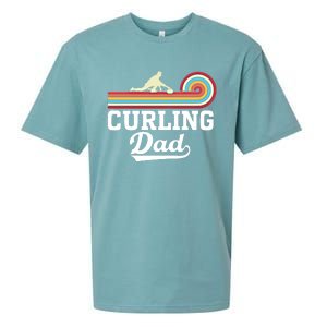 Funny Curling Player FatherS Day Curling Dad Retro Curling Great Gift Sueded Cloud Jersey T-Shirt