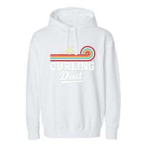 Funny Curling Player FatherS Day Curling Dad Retro Curling Great Gift Garment-Dyed Fleece Hoodie