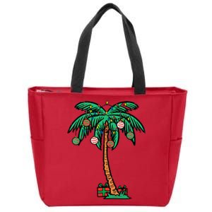 Funny Christmas Palm Xmas Tree Tropical Beach Hawaii Gift Zip Tote Bag