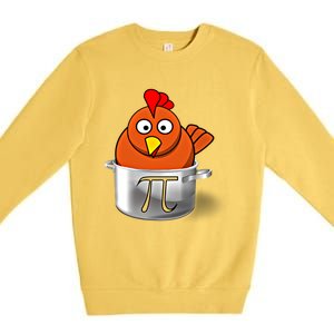 Funny Chicken Pot Pi Day Cartoon Math Pie Gift Premium Crewneck Sweatshirt