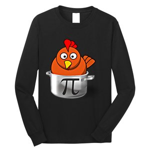 Funny Chicken Pot Pi Day Cartoon Math Pie Gift Long Sleeve Shirt