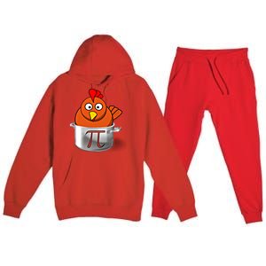 Funny Chicken Pot Pi Day Cartoon Math Pie Gift Premium Hooded Sweatsuit Set