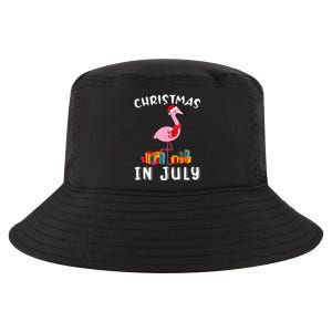 Funny Cute Pink Flamingo in Santa Hat Christmas In July Cool Comfort Performance Bucket Hat