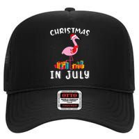 Funny Cute Pink Flamingo in Santa Hat Christmas In July High Crown Mesh Back Trucker Hat