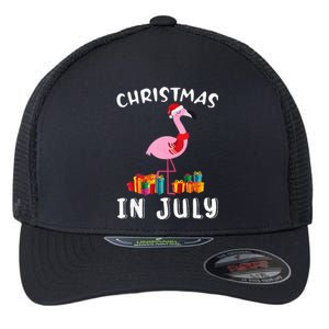 Funny Cute Pink Flamingo in Santa Hat Christmas In July Flexfit Unipanel Trucker Cap