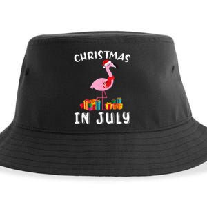 Funny Cute Pink Flamingo in Santa Hat Christmas In July Sustainable Bucket Hat