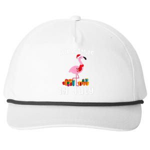 Funny Cute Pink Flamingo in Santa Hat Christmas In July Snapback Five-Panel Rope Hat