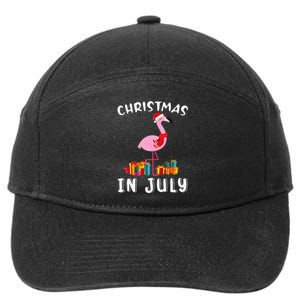 Funny Cute Pink Flamingo in Santa Hat Christmas In July 7-Panel Snapback Hat