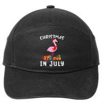 Funny Cute Pink Flamingo in Santa Hat Christmas In July 7-Panel Snapback Hat