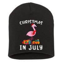 Funny Cute Pink Flamingo in Santa Hat Christmas In July Short Acrylic Beanie