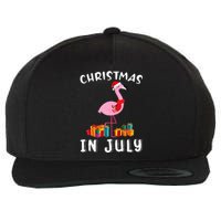 Funny Cute Pink Flamingo in Santa Hat Christmas In July Wool Snapback Cap