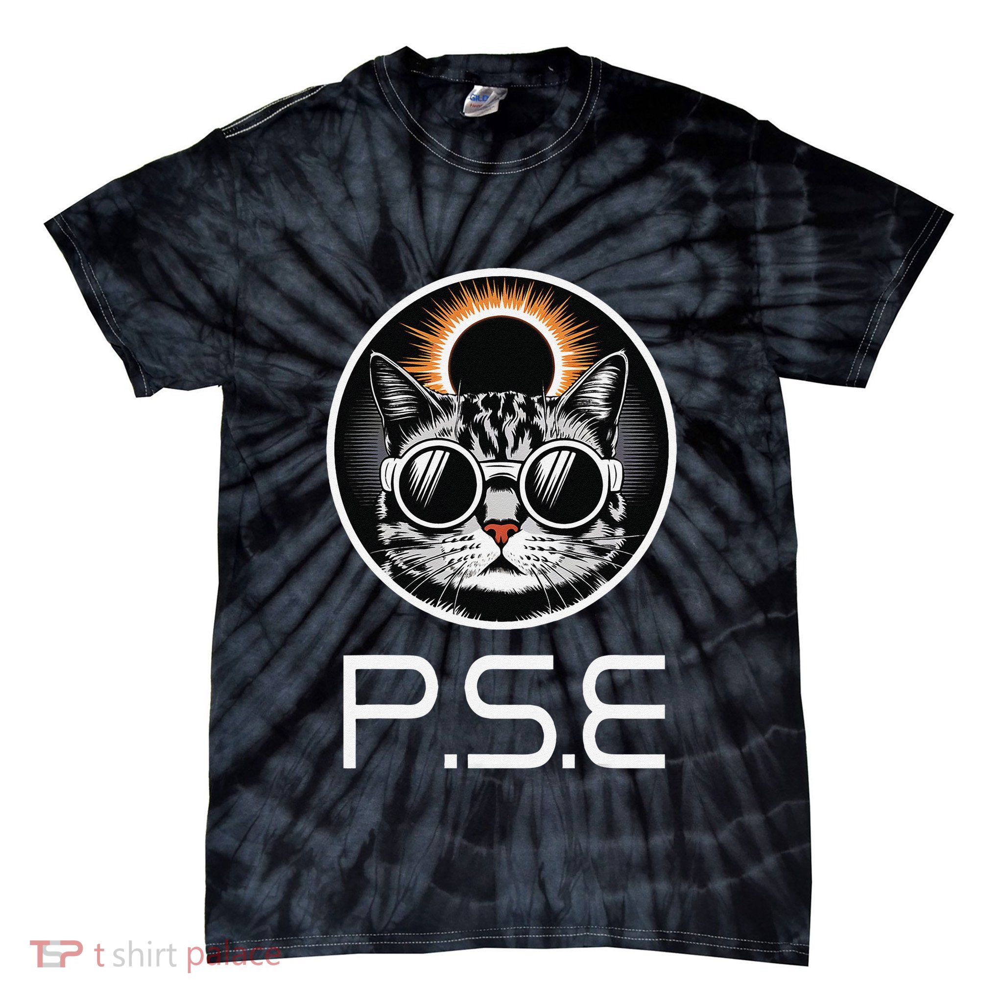 Funny Cat Partial Solar Eclipse 2025 Cat Lovers Tie-Dye T-Shirt