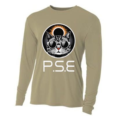 Funny Cat Partial Solar Eclipse 2025 Cat Lovers Cooling Performance Long Sleeve Crew