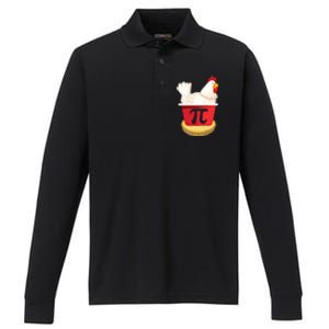 Funny Chicken Pot Pi Design Day Pie Day Math Lover Gift Performance Long Sleeve Polo