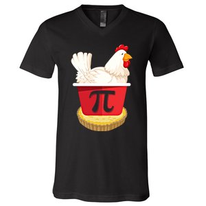 Funny Chicken Pot Pi Design Day Pie Day Math Lover Gift V-Neck T-Shirt