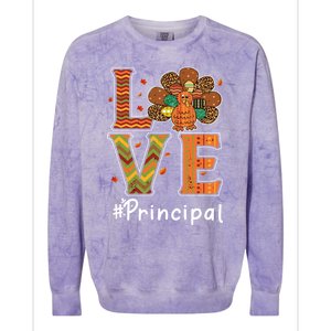 Funny Cute Principal Love Thanksgiving Leopard Turkey Autumn Fall Gift Colorblast Crewneck Sweatshirt