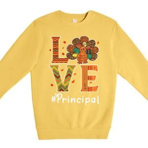 Funny Cute Principal Love Thanksgiving Leopard Turkey Autumn Fall Gift Premium Crewneck Sweatshirt